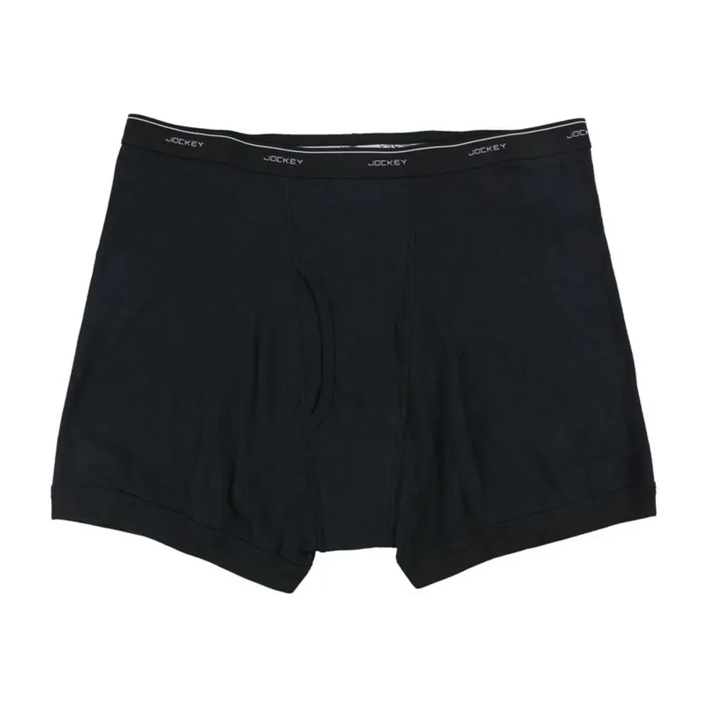 Jockey Mens Solid Underwear Boxer Briefs, Black, 2XL, DM